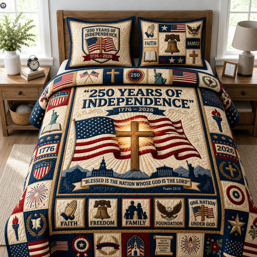 250 Years Of Independence 3-Piece Quilted Bedding Set GFTOPND435