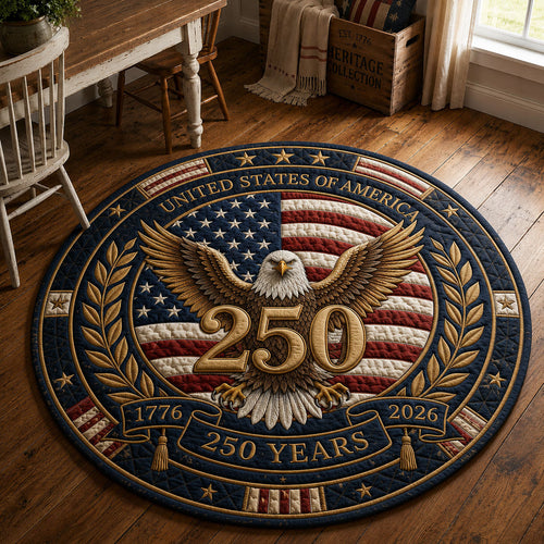 Patriotic Bald Eagle Quilted Round Mat GFTOPND439