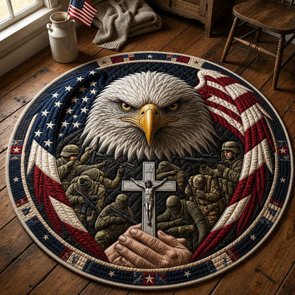 Patriotic Eagle Memorial Day Quilted Round Mat GFTOPND440