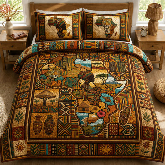 Africa Legacy 3-Piece Quilted Bedding Set GFTOPND443
