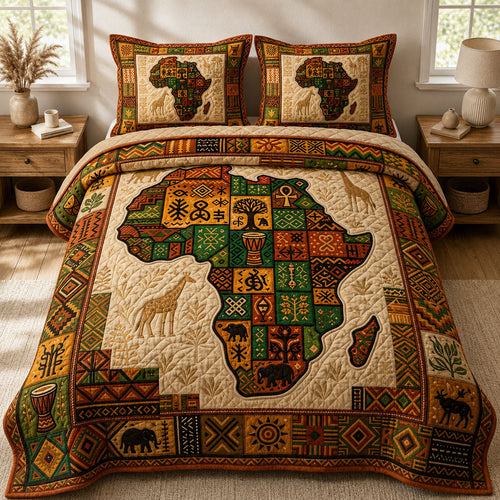 Africa Legacy 3-Piece Quilted Bedding Set GFTOPND444
