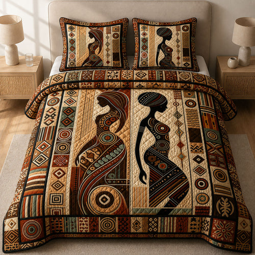 Melanin Queens 3-Piece Quilted Bedding Set GFTOPND453
