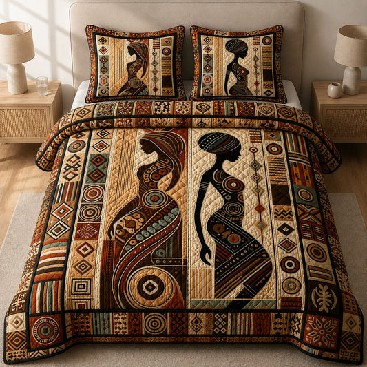Melanin Queens 3-Piece Quilted Bedding Set GFTOPND453