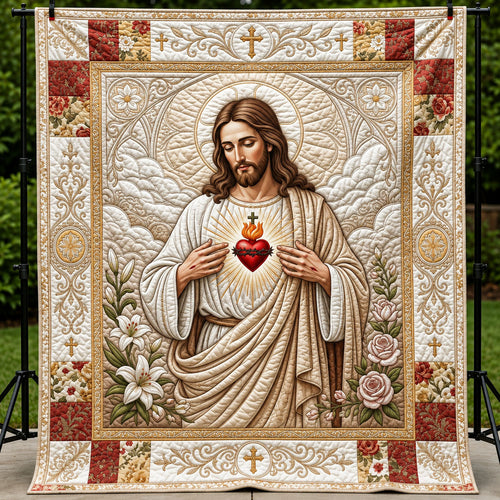 Heart Of Jesus Quilted Blanket GFTOPND498