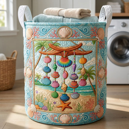 Seashell Wind Chime Quilted Laundry Basket GFTOPND509