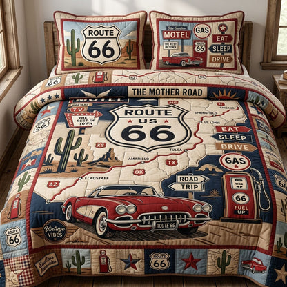 Vintage Americana Highway 3-Piece Quilted Bedding Set GFTOPND550