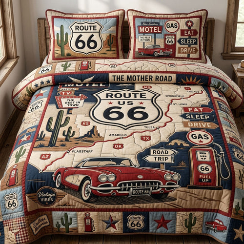Vintage Americana Highway 3-Piece Quilted Bedding Set GFTOPND550