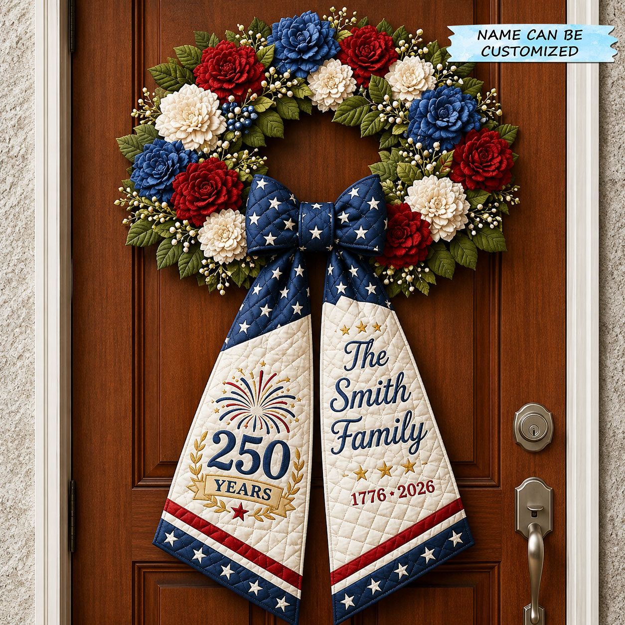 Patriotic Fireworks Independence Day Quilted Wreath Sash QTCUZ GFTOPND553