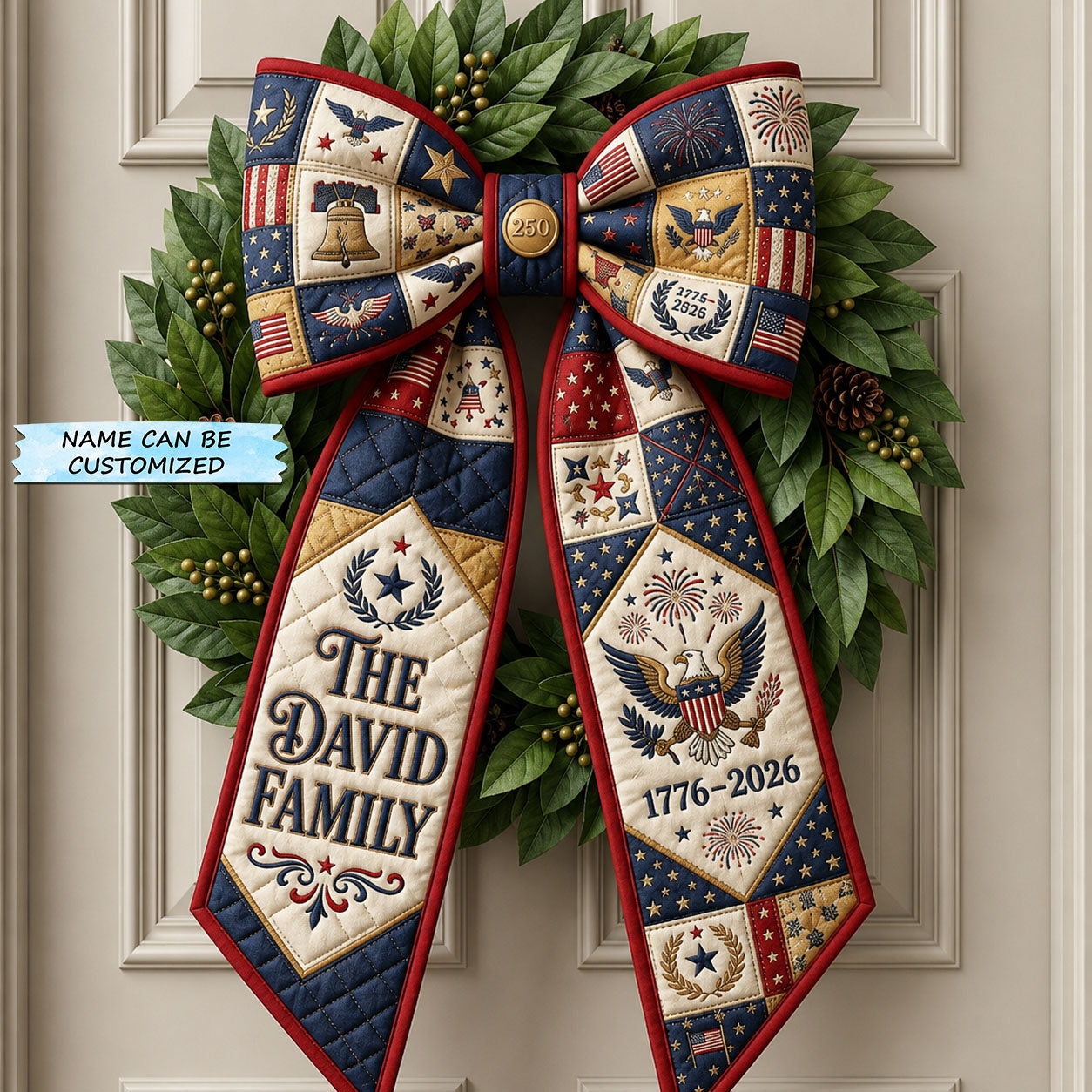 Patriotic 250th Anniversary Quilted Wreath Sash QTCUZ GFTOPND556