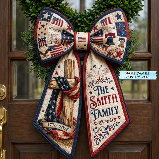 Rustic Cross And Flag Quilted Wreath Sash QTCUZ GFTOPND558