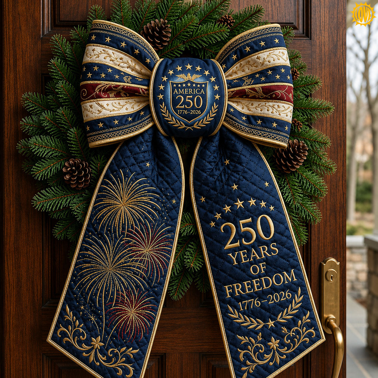 America 250 Fireworks Quilted Wreath Sash GFTOPND564