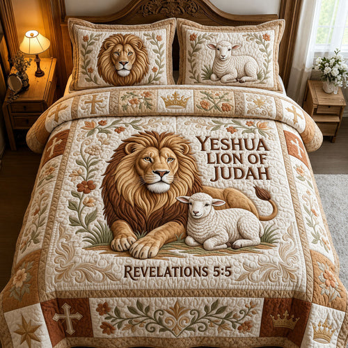 Yeshua Lion of Judah 3-Piece Quilted Bedding Set GFTOPND566