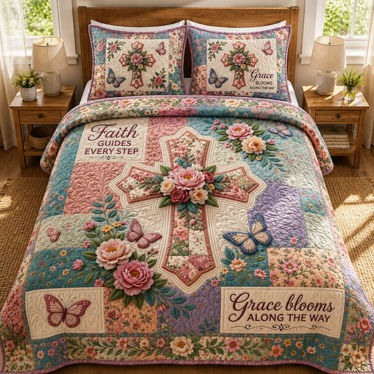 Faith Guides Every Step 3-Piece Quilted Bedding Set GFTOPND579