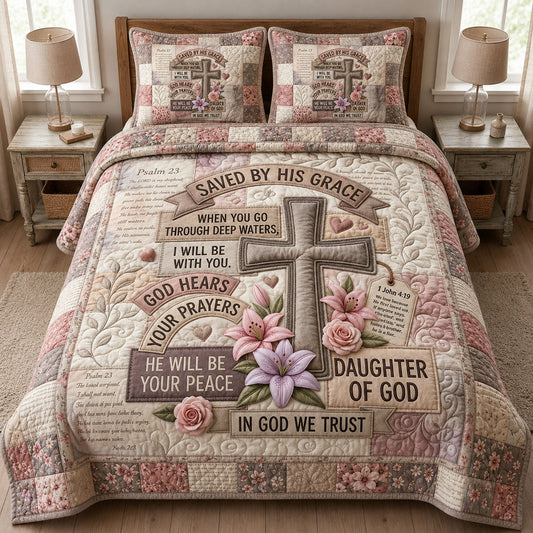 Christian Bible Verse 3-Piece Quilted Bedding Set GFTOPND581