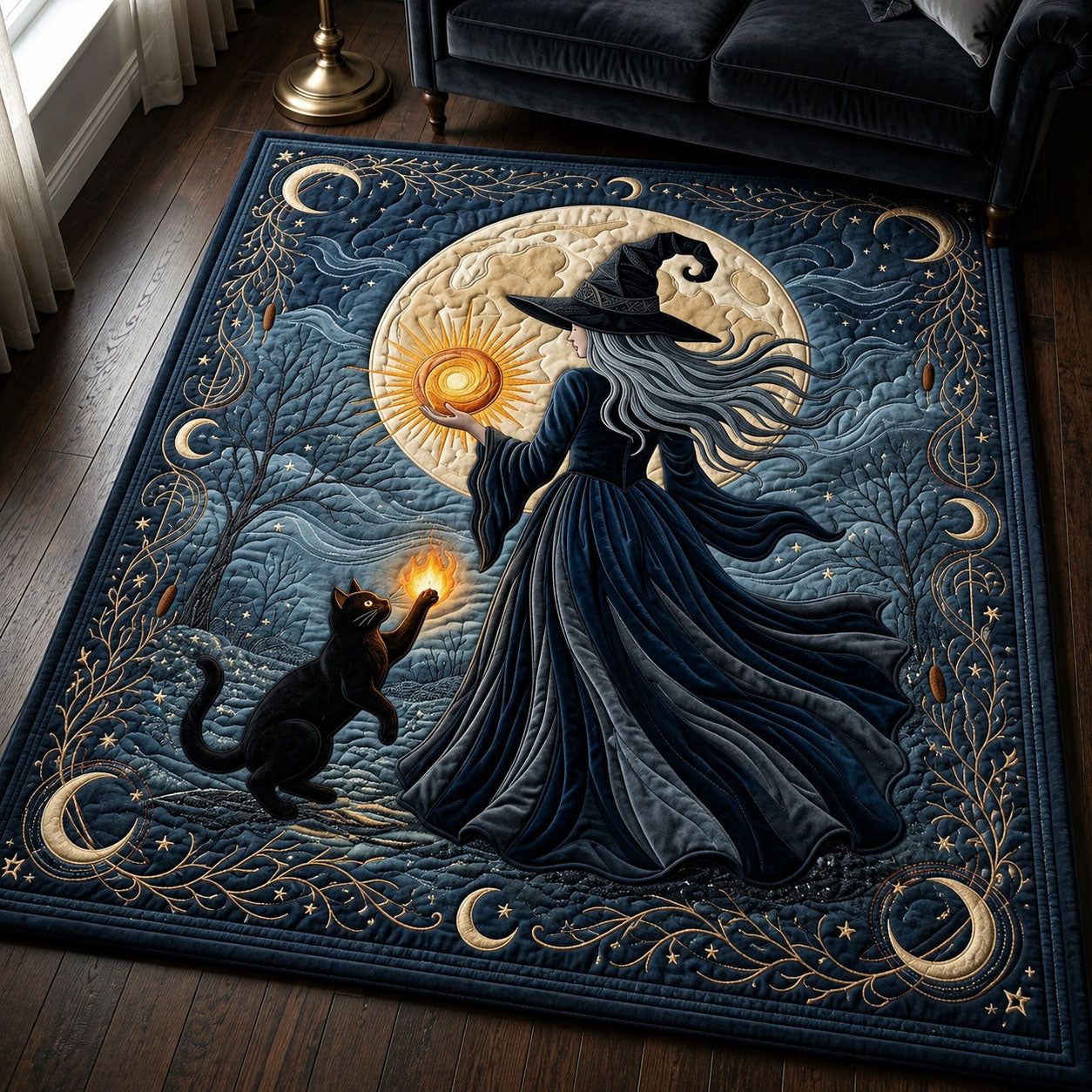 Witch With Black Cat Area Rug GFTOPND620