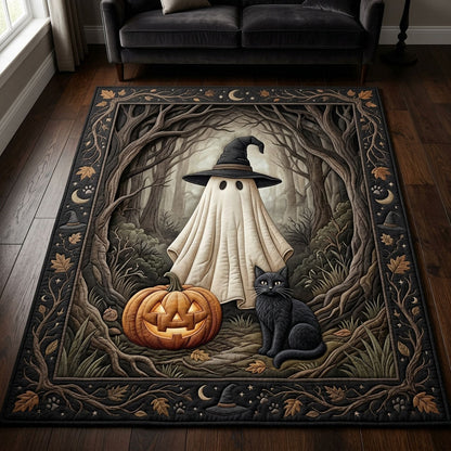 Ghost Cat In Dark Forest Area Rug GFTOPND627