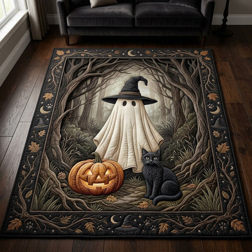 Ghost Cat In Dark Forest Area Rug GFTOPND627