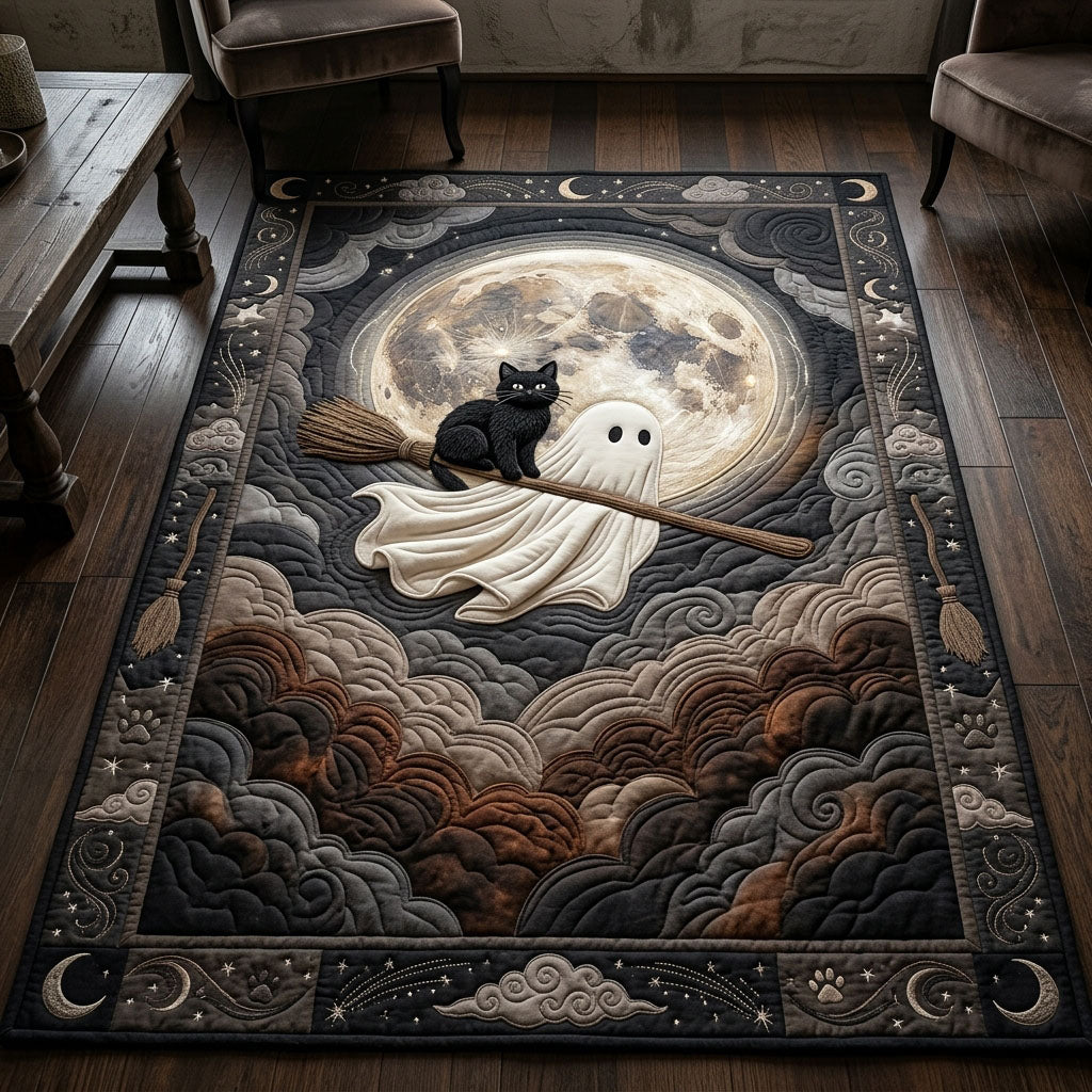 Ghost Cat Broomstick Area Rug GFTOPND629