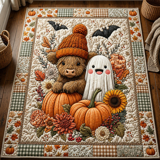 Fall Highland Cow With Ghost Area Rug GFTOPND663