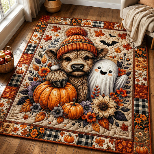 Highland Cow And Ghost Area Rug GFTOPND668