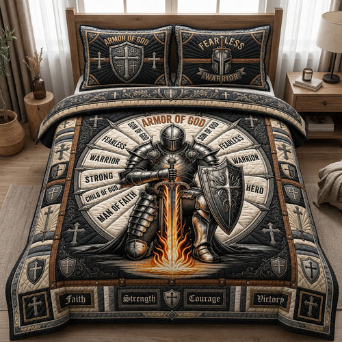 Christian Armor Of God 3-Piece Quilted Bedding Set GFTOPND682
