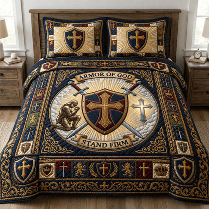 Stand Firm 3-Piece Quilted Bedding Set GFTOPND683
