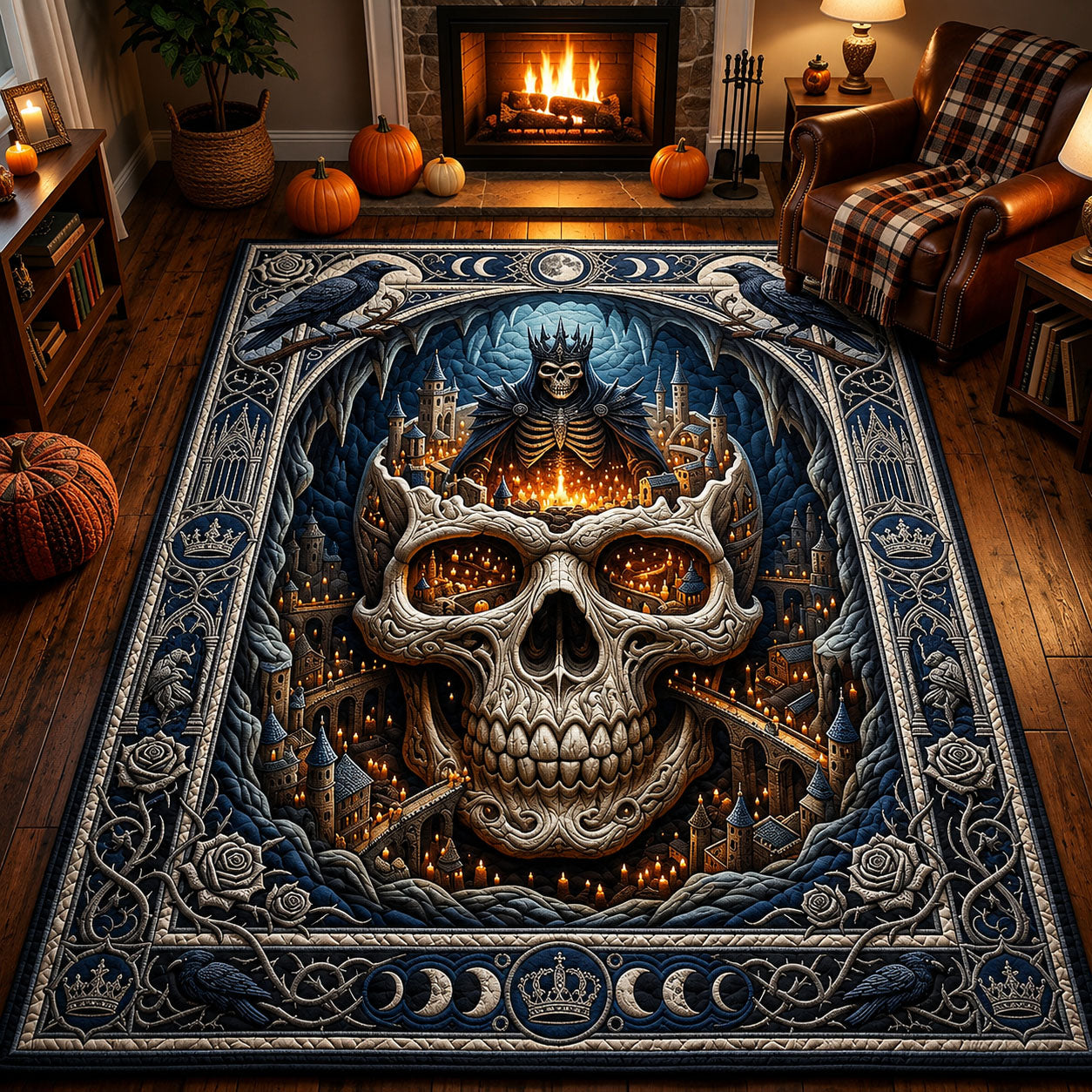 Skeleton Kingdom Inside Giant Skull Area Rug GFTOPND714