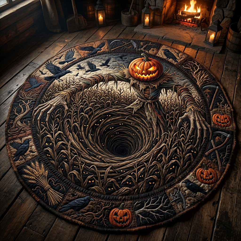 Pumpkin Scarecrow God Quilted Round Mat GFTOPND721