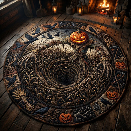 Pumpkin Scarecrow God Quilted Round Mat GFTOPND721