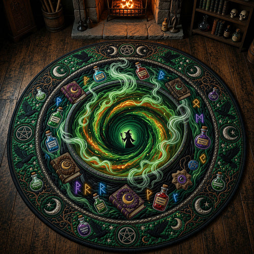 Witch Cauldron Portal Quilted Round Mat GFTOPND724