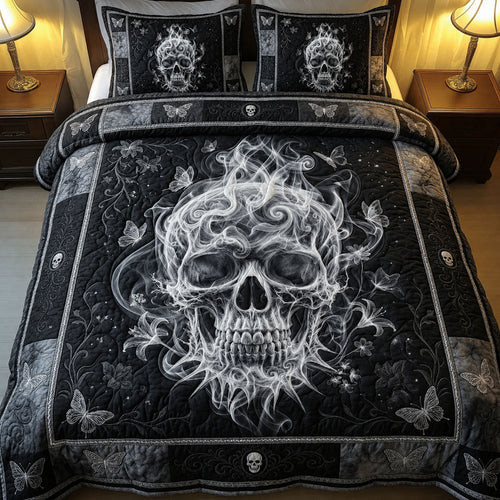 Smoke Skull 3-Piece Quilted Bedding Set GFTOPND732