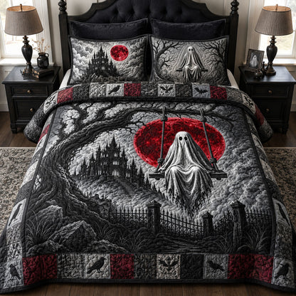 Red Moon Spooky Night 3-Piece Quilted Bedding Set GFTOPND748