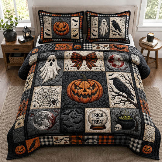 Trick Or Treat 3-Piece Quilted Bedding Set GFTOPND797