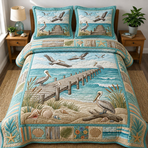 Pelican Ocean 3-Piece Quilted Bedding Set GFTOPND830