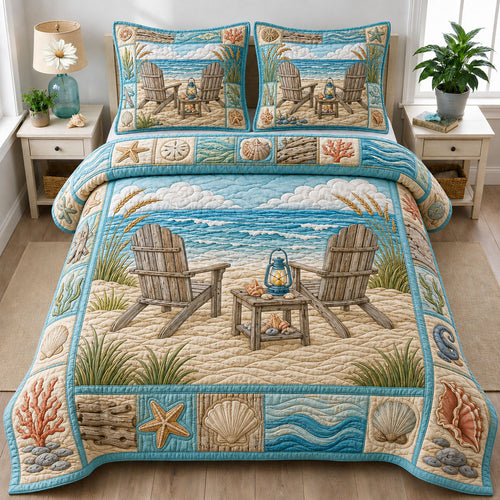 Chair At Sea 3-Piece Quilted Bedding Set GFTOPND834