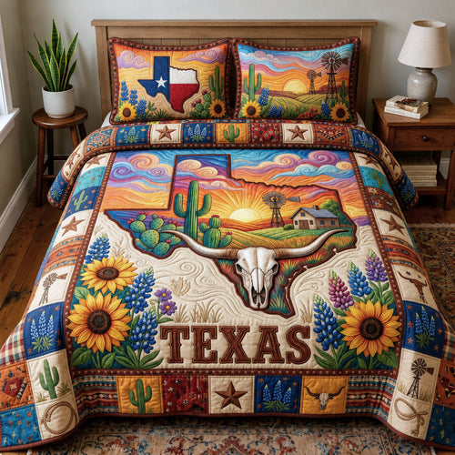 Sunset Texas 3-Piece Quilted Bedding Set GFTOPND849