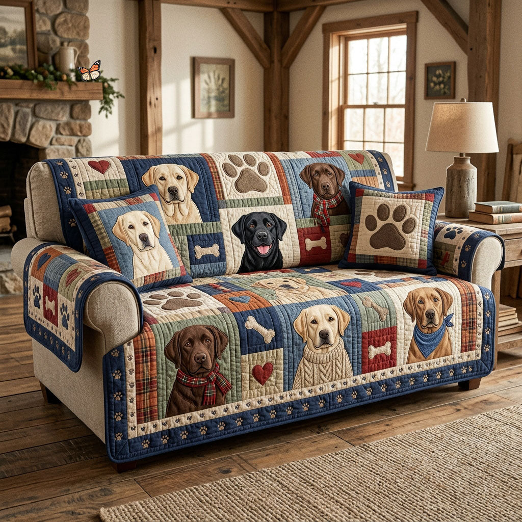 Labrador Retriever Quilted Sofa Cover GFTOPND884
