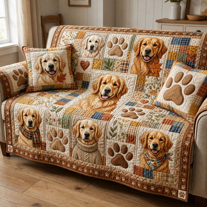 Golden Retriever Quilted Sofa Cover GFTOPND885