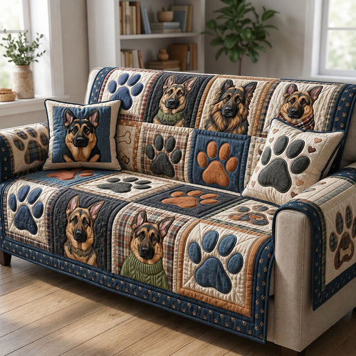German Shepherd Quilted Sofa Cover GFTOPND886