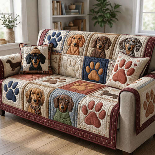 Dachshund Quilted Sofa Cover GFTOPND887