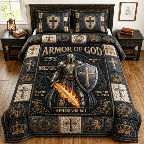 Armor Of God 3-Piece Quilted Bedding Set GFTOPND909