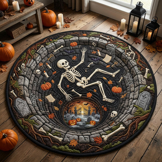 Skull Falling Hole Quilted Round Mat GFTOPND917