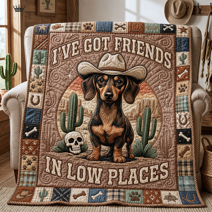 Western Wiener Dog Quilted Blanket GFTOPND953