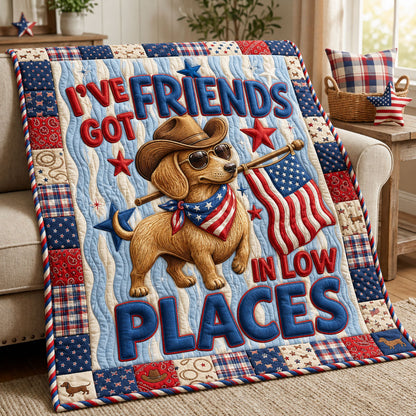 Wiener Dog America Pride  Quilted Blanket GFTOPND954