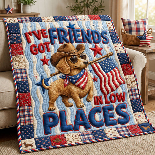 Wiener Dog America Pride  Quilted Blanket GFTOPND954