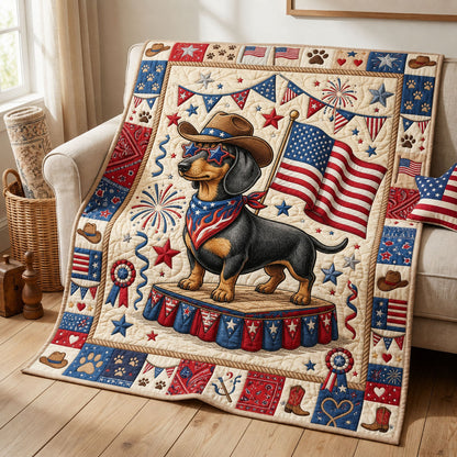 Wiener Dog America Pride  Quilted Blanket GFTOPND955