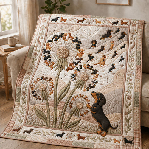 Dachshund In Bloom Quilted Blanket GFTOPND993