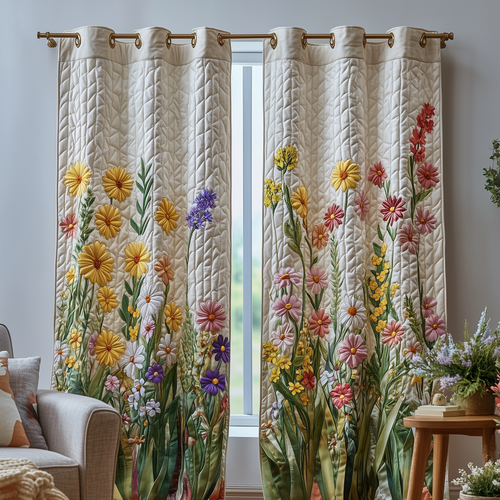 Floral Serenity Quilted Curtains GFTOQA1060