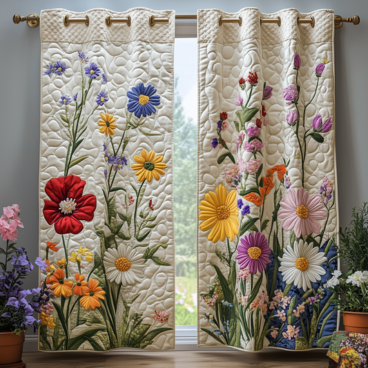 Floral Serenity Quilted Curtains GFTOQA1061