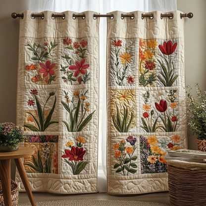 Floral Patch Quilted Curtains GFTOQA1062